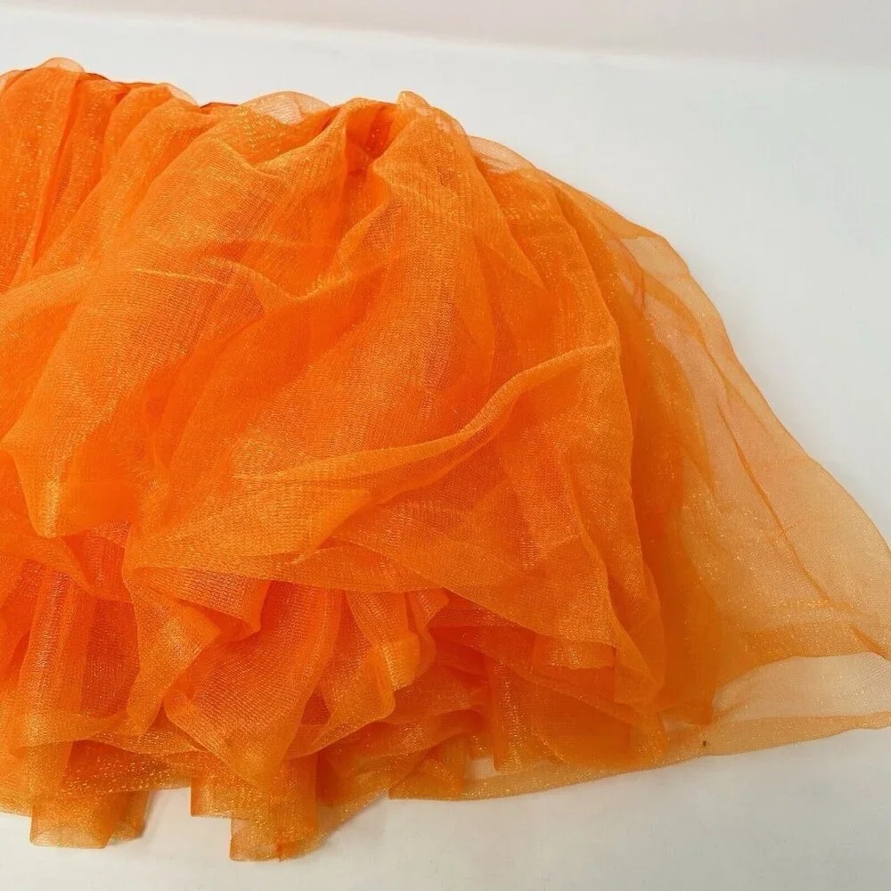 Youth Child Size S/M Mesh Tutu Skirt Orange Ideal for Play Pretend Halloween 444